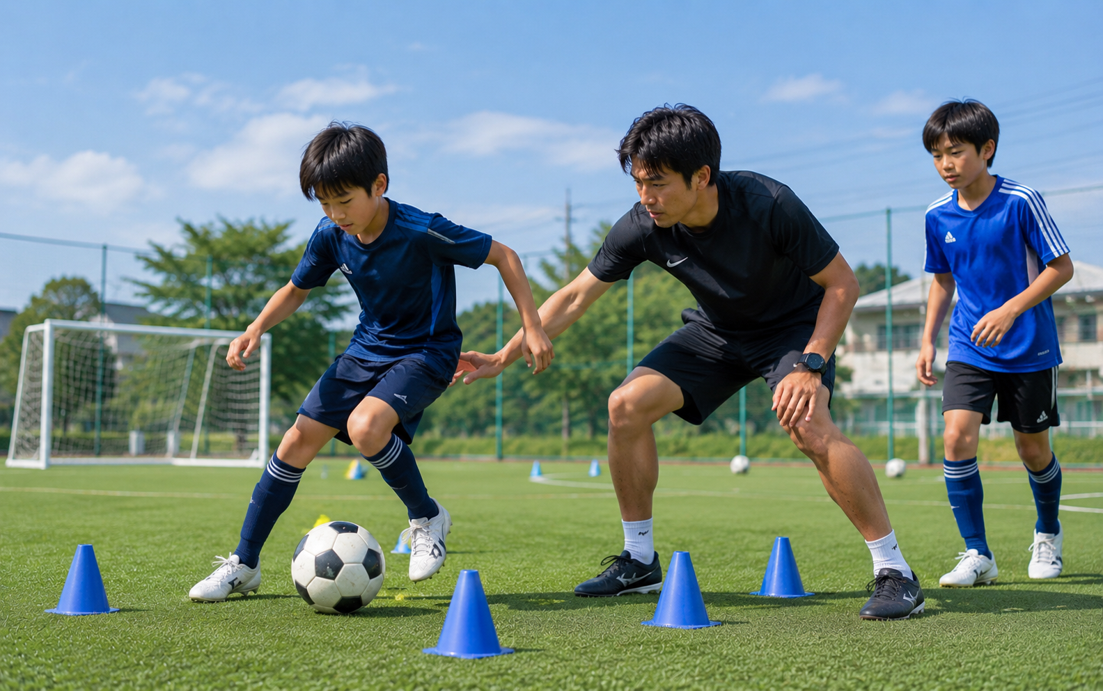 ボールを使ったドリブルと実践的なサッカー指導